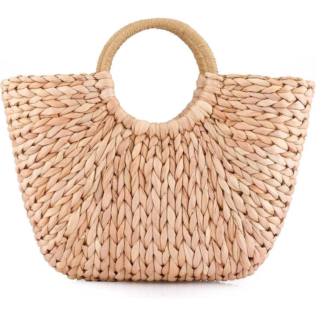 Summer Rattan Bag For Women Straw Hand-Woven Top-Handle Handbag Beach Sea Straw Rattan Tote Clutch Bags