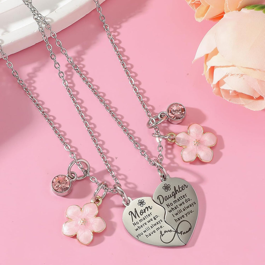 Artlunar Mother Daughter Necklace - Heart Matching Necklace Keychain for Mom Women Mother Day Gift from Daughter