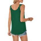 Sipaya Tank Tops for Women Spring Fashion Sleeveless V Neck Lace Tops Flower Flowy Summer Outfits Beach Vacation Clothes