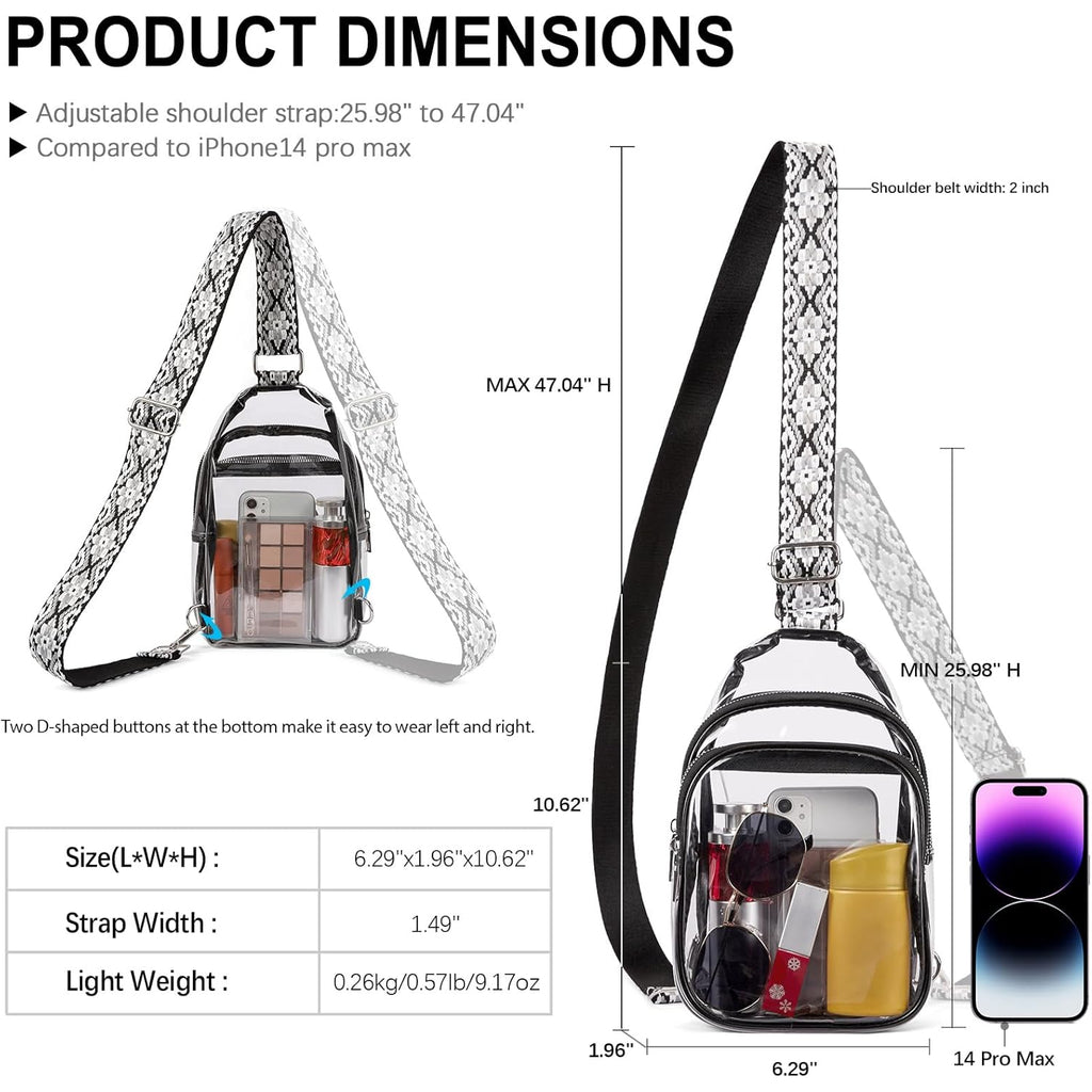 CLUCI Clear Bag for Stadium Events, Clear Crossbody Bag, Transparent Purses