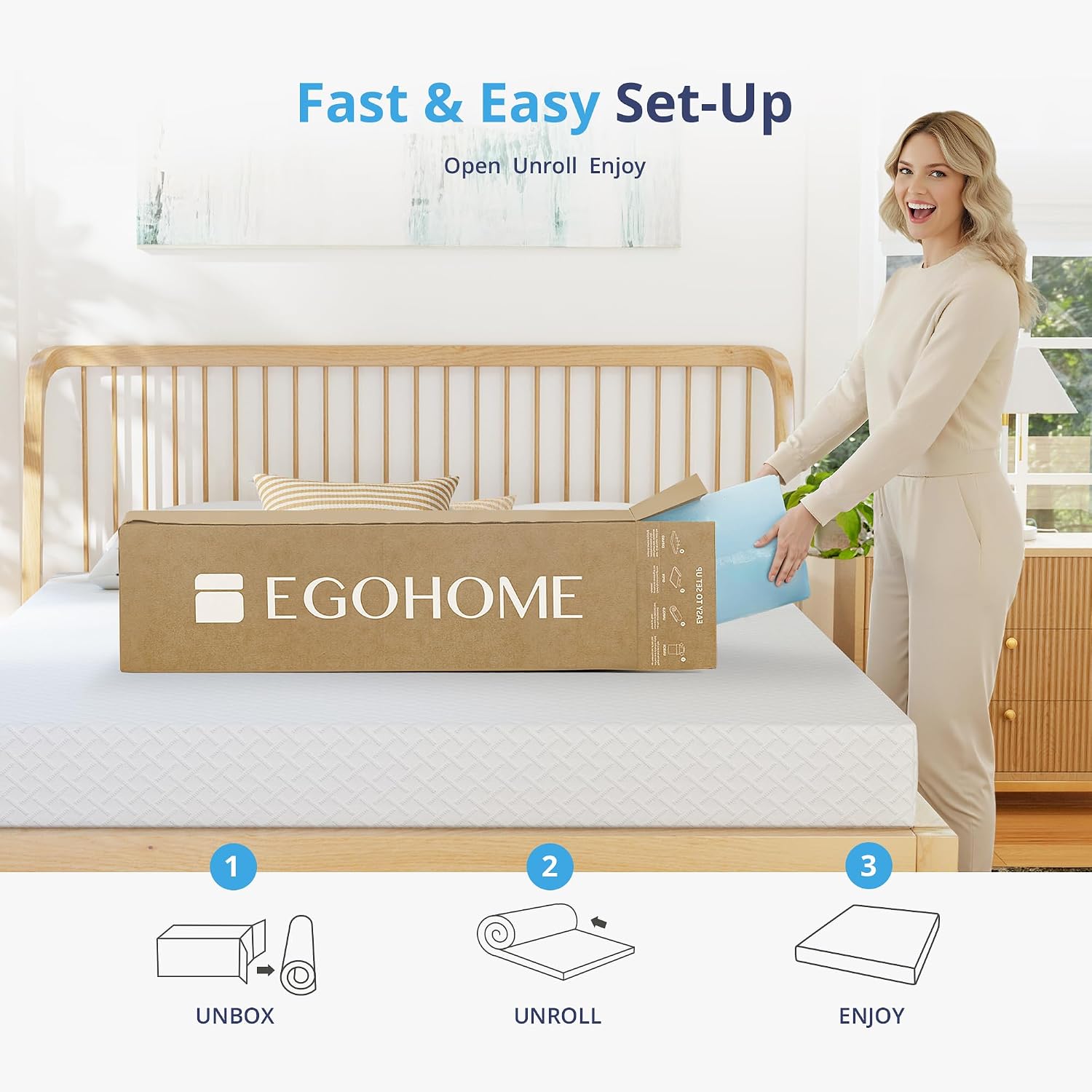 Egohome 3 Inch Queen Memory Foam Mattress Topper- Cooling Gel Infused