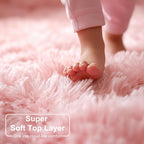 Light Pink Area Rugs for Bedroom Girls, Living Room Decor, Fluffy Fuzzy Plush Shag Rug 4x6 for Kids Room, Soft Cute Aesthetic Floor Fur Carpet for Baby, Toddler, Teen, Nursery, Preppy Dorm, Playroom
