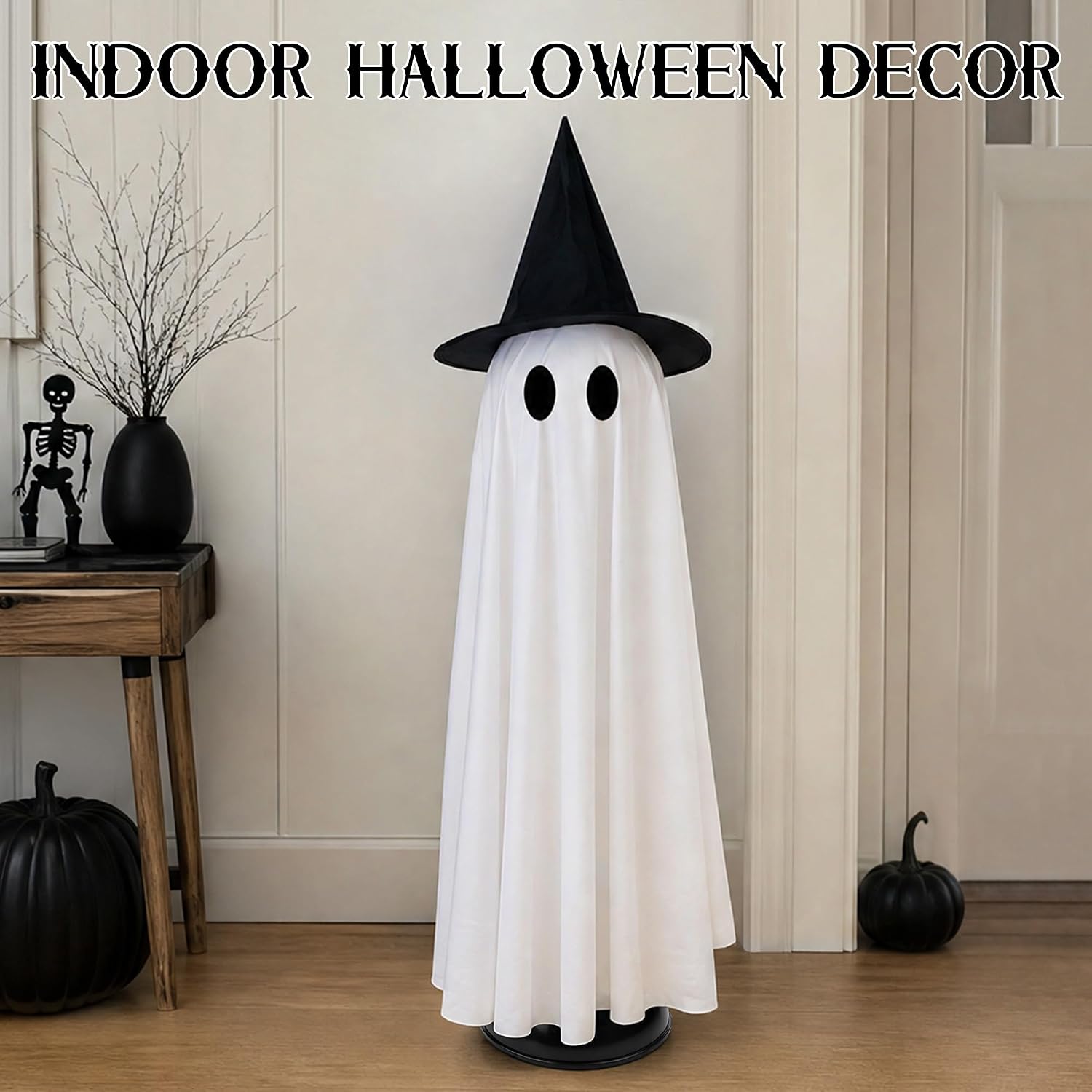 Halloween Decor Indoor 46.5" Lighted Animated Floating Ghost With Spooky Sound & Touch Activated Sensor Spooky Ghosts Halloween Decor For Party Home Haunted House