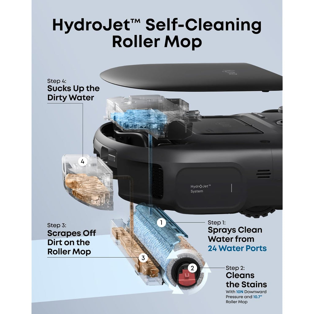 Eufy C28 Robot Vacuum And Mop Combo, 15,000 Pa, Hydrojet Roller Mop | Upgraded From X10 Pro, Zero-Tangle For Pet Hair, Auto Mop Washing&Drying, Self-Emptying&Refilling 2026 New
