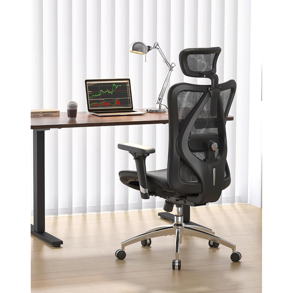 Sihoo M57 Ergonomic Mesh Office Chair, High Back Home Desk Chair With 3D Armrests, Lumbar Support And Adjustable Headrest, Comfortable Computer Chair, Big & Tall Office Chair Hold 330 Lbs-Black