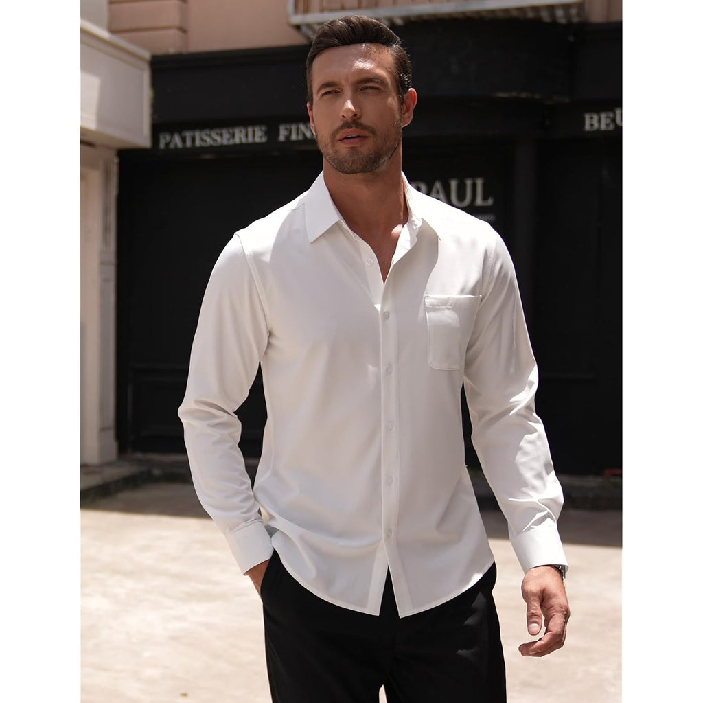 Coofandy Mens Dress Shirts Wrinkle Free Long Sleeve Button Down Shirts Formal Business Shirt