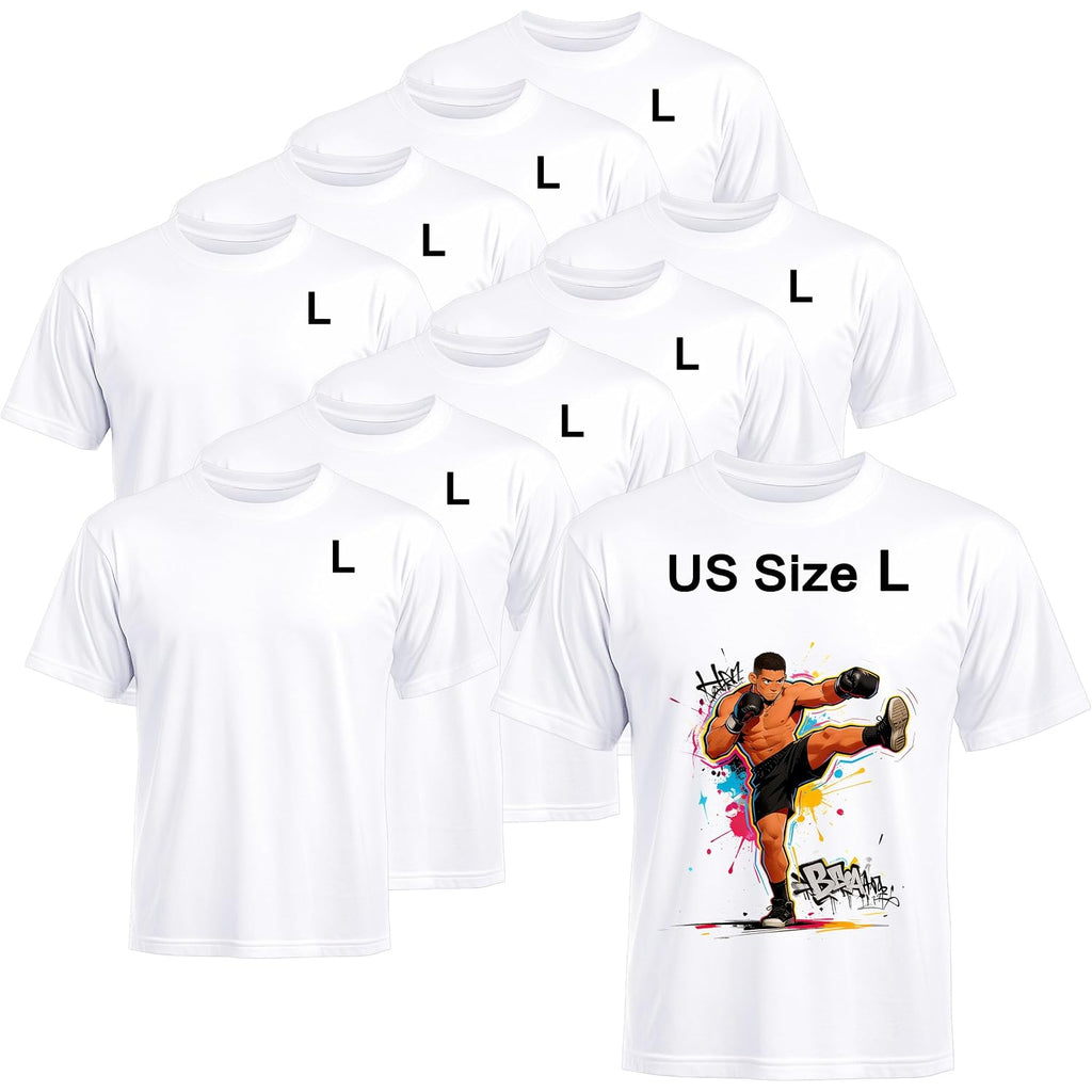 Joyclub 10 Pcs Blank T-Shirts For Adults Unisex White Polyester Shirts Sublimation Crew Neck Short Sleeve Team Uniforms
