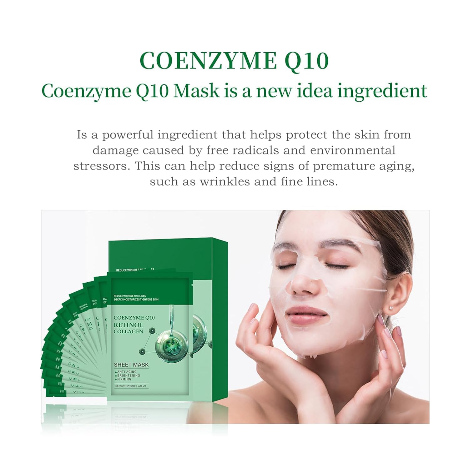 Pack Of 10 Collagen Face Mask, Face Masks Skincare With Coenzyme Q10 Retinol Anti Aging Facial Masks Skin Care Hydrating Face Beauty Care Masks For Deep Repairing And Moisturizing Anti Wrinkles