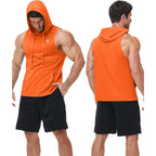 Runhit Men'S Workout Hooded Tank Tops Gym Sleeveless Hoodie Bodybuilding Muscle Cut Off T Shirt For Athletic Running Casual