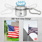 Anovo Flag Pole Rings, Aluminum Alloy Flag Pole Clips Swivels 360° Rotating Anti Wrap Mounting Ring With Carabiner, Flag Pole Kit Parts (Φ:1 Inch -Pack Of 2(Silver))
