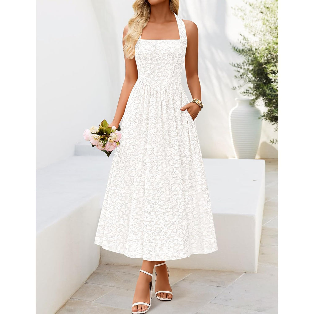 Zesica Women'S Summer Sleeveless Floral Maxi Dresses 2026 Halter Neck Flowy A Line Formal Cocktail Wedding Guest Long Dress
