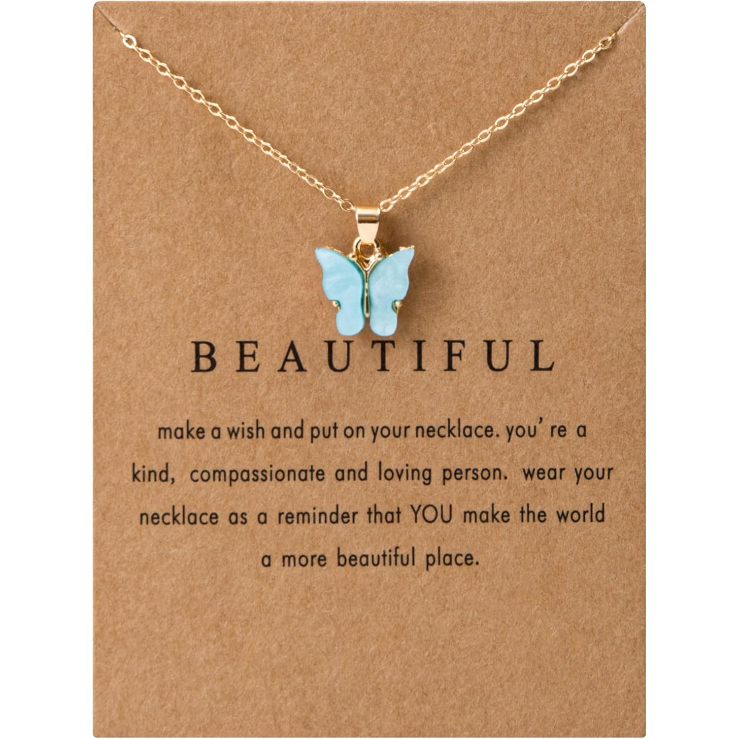 LOTSOF 20Pcs Colorful Butterfly Pendant Necklace Set for Women, Cute Acrylic Butterfly Choker Gold Plated Link Chain, Minimalist Jewelry Gifts for Best Friends Birthday Christmas (With Wish Card)