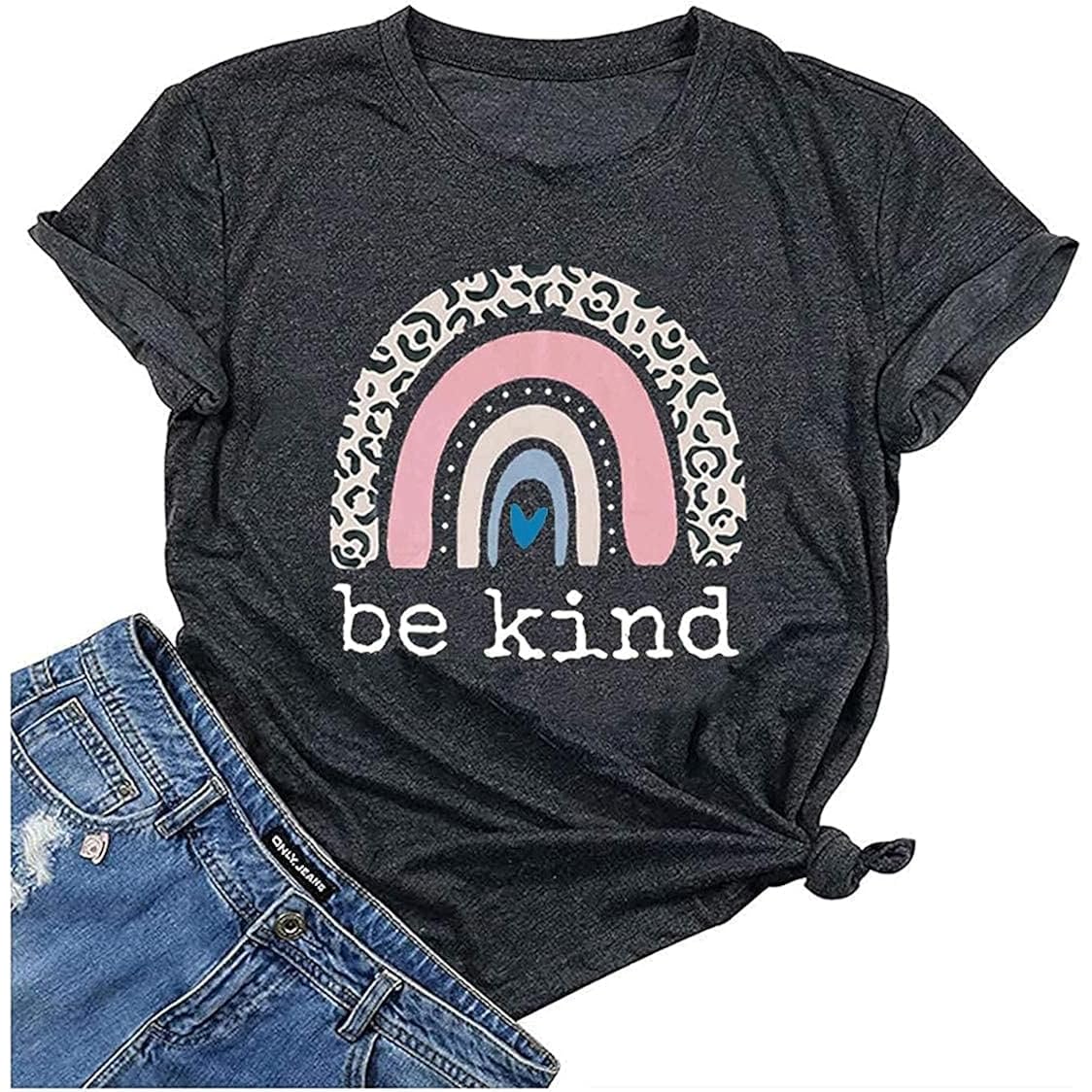 Graphic T Shirts for Women Summer Casual Tops Short Sleeve Tees Loose Fits Blouse Dark Grey