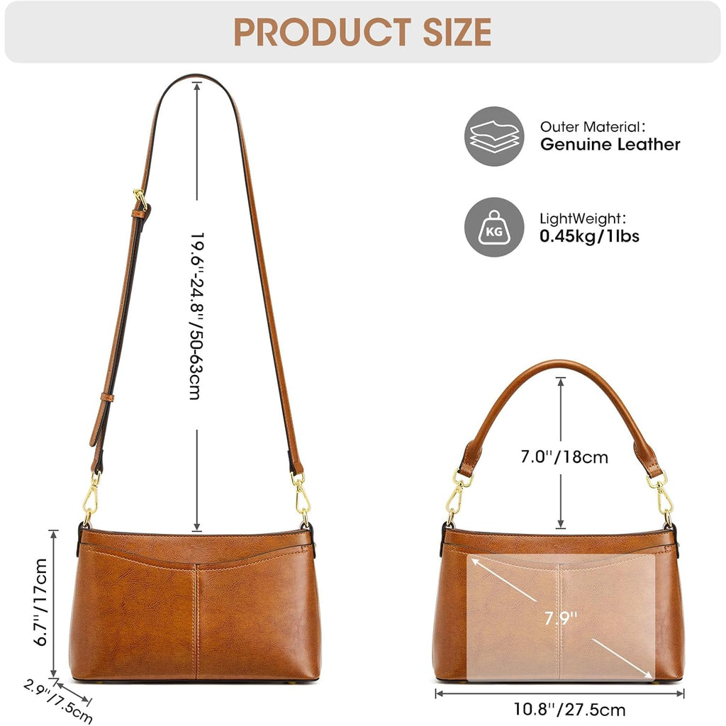 Kattee Genuine Leather Crossbody Bags For Women Small Shoulder Purse Handbags With 2 Detachable Straps 6 Card Slots