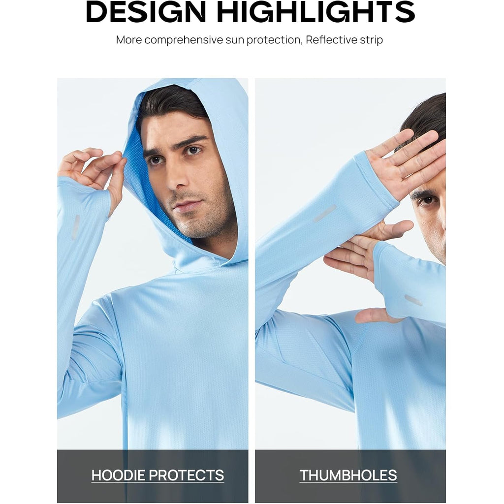 Northyard Men'S Sun Protection Shirt Upf 50+ Hoodie Long Sleeve Fishing Swim Rash Guard Shirts Uv Spf Lightweight Running