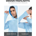 Northyard Men'S Sun Protection Shirt Upf 50+ Hoodie Long Sleeve Fishing Swim Rash Guard Shirts Uv Spf Lightweight Running