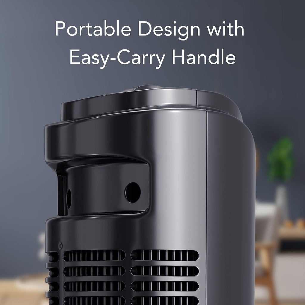 Comfort Zone 32-Inch Oscillating Tower Fan – Ultra-Slim Bladeless Design With 3 Speeds, 90° Wide Oscillation & Built-In Carry Handle – Quiet Portable Standing Fan For Bedroom, Home, Or Office, Black