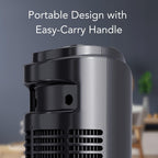 Comfort Zone 32-Inch Oscillating Tower Fan – Ultra-Slim Bladeless Design With 3 Speeds, 90° Wide Oscillation & Built-In Carry Handle – Quiet Portable Standing Fan For Bedroom, Home, Or Office, Black