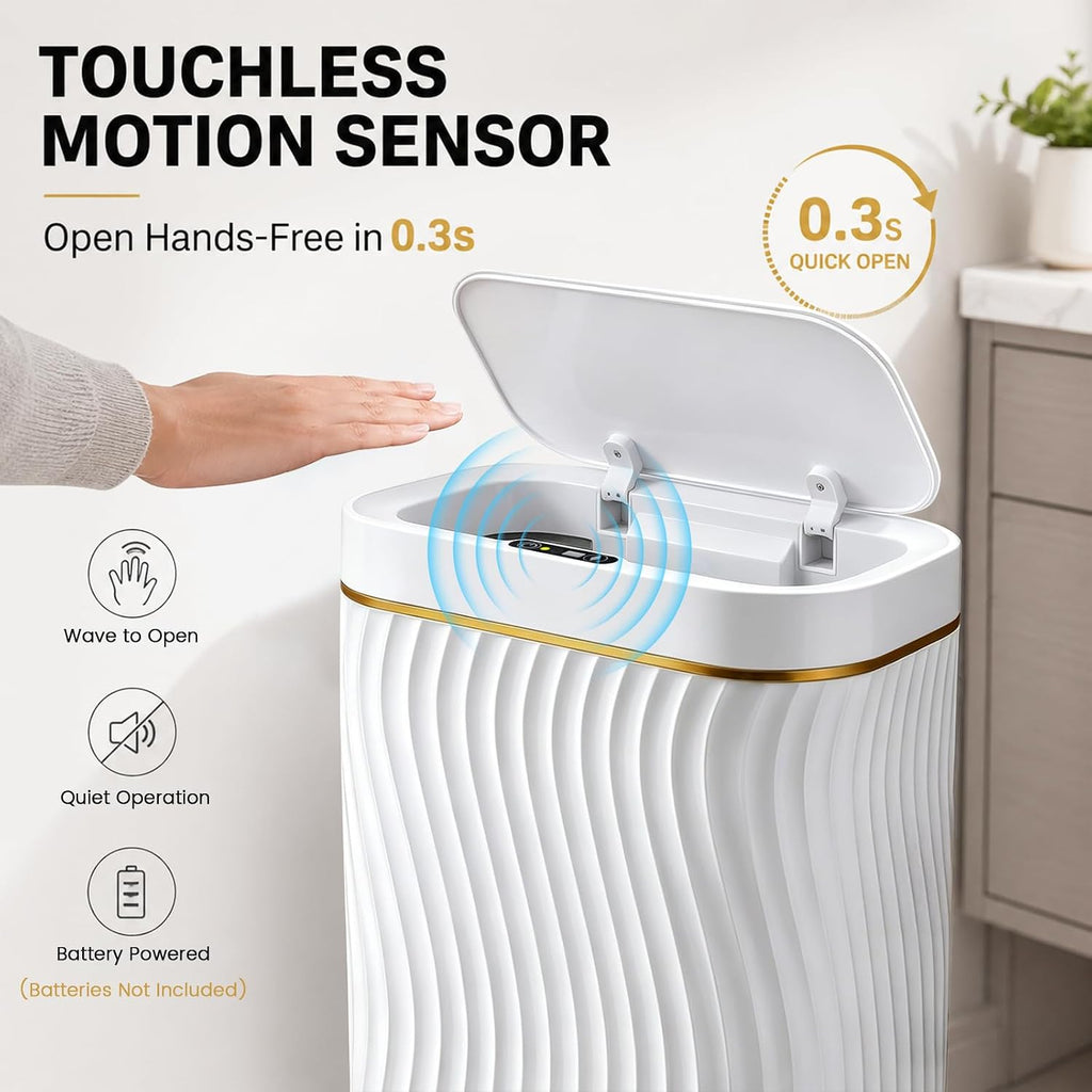 Bathroom Trash Can With Lid, 5 Gallon Automatic Touchless Garbage Can, Motion Sensor Smart Trash Bin, Slim Waterproof Waste Bin For Living Room, Bedroom, Office, Kitche