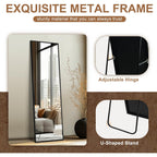 Delma Wall Full Length Mirror,Standing Mirror Full Body,Large Floor for Wall Door Bedroom Bathroom Living Room with Aluminium Frame(with Stand,56x15-Black)