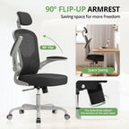 Office Chair Ergonomic Desk Chair, 330Lbs Capacity, High Back Computer Chair For Long Hours Comfortable, Rolling Swivel Executive Task Chair For Home Office With Flip-Up Armrests, Black