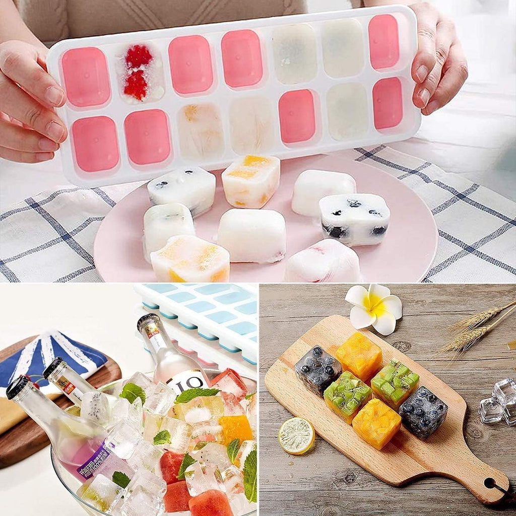 Ice Cube Trays, Silicone Easy-Release And Flexible 14-Ice Trays With Spill-Resistant Removable Lid, Bpa Free, Durable And Dishwasher Safe, 2 Pack