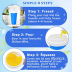 Slushie Cup, 2 Pack Slushy Maker Cup, Diy Magic Squeeze Cups For Juice Milk Yogurt Ice Cream Make, Frozen Cooling Cup With Lid & Straw Cool Stuff Things For Kids Friends Family (Blue+Pink)