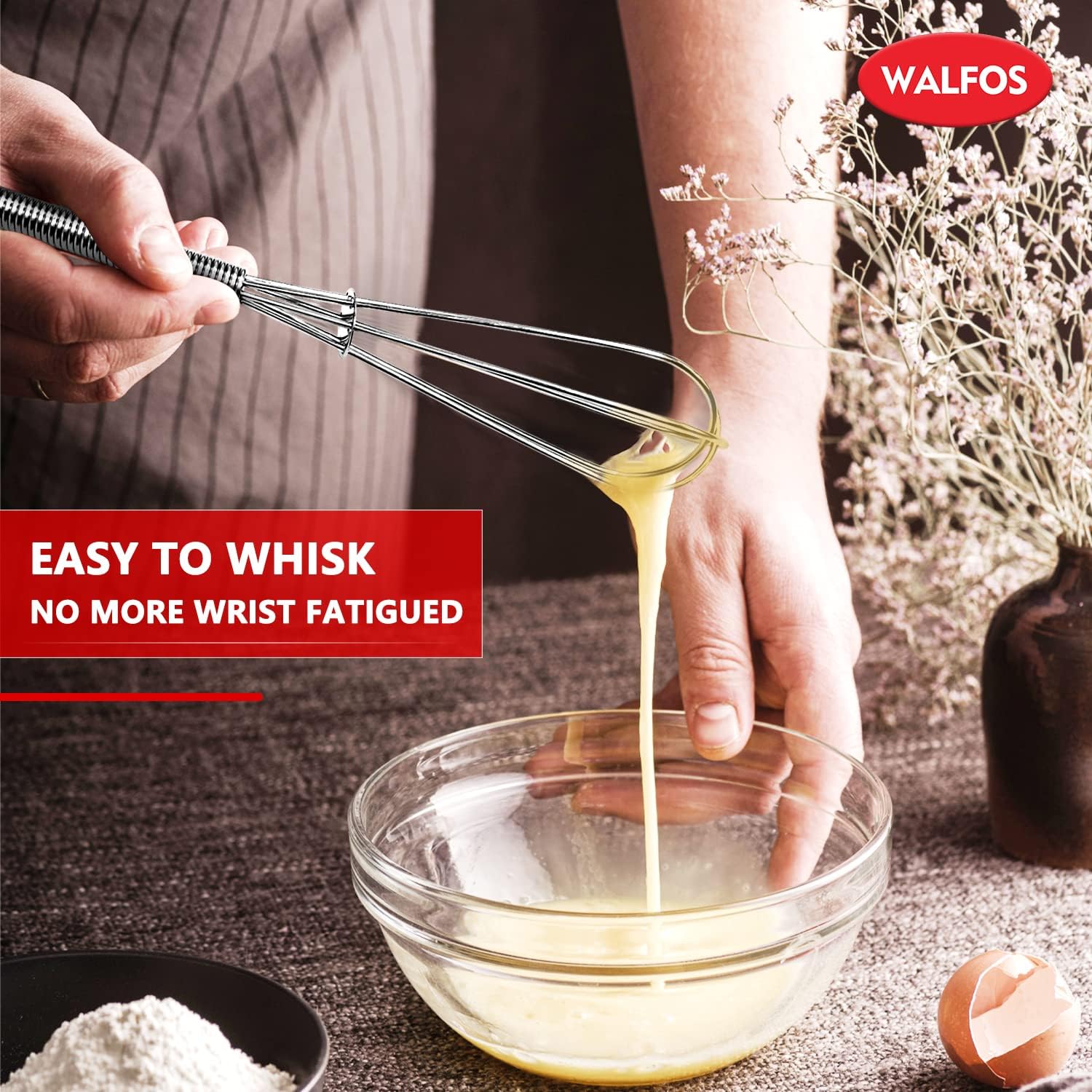 Walfos Mini Whisks Stainless Steel, Small Whisk 2 Pieces, 5In And 7In Tiny Whisk For Whisking, Beating, Blending Ingredients, Mixing Sauces