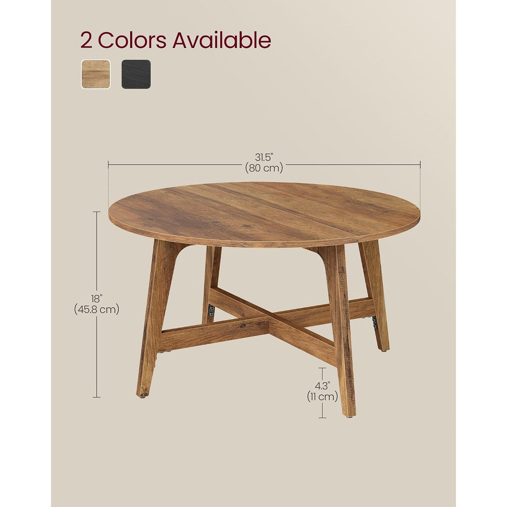 Vasagle Maezo Collection - Round Coffee Table, 31.5-Inch Center Table, Tapered Legs, Curved Transitions, Easy To Assemble, For Living Room, Honey Brown Ulct251Kb01S