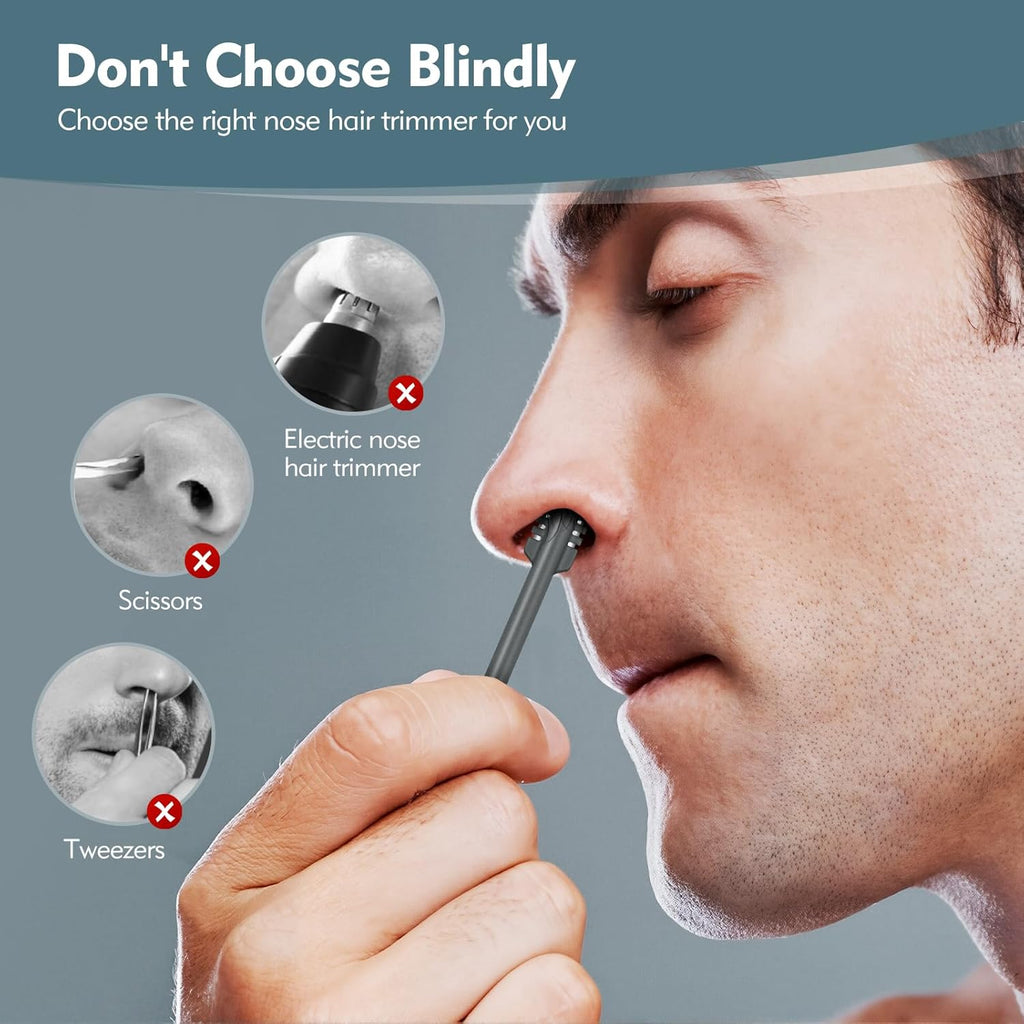 5PCS 2-in-1 Nasal Hair Cutter, Double-Sided Nose Hair Trimmer Upgrade, Manual Nose Trimmer Portable with Soft Cleaning Brush for Women and Men (Gray)