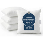 Lane Linen 4 Pack 18X18 White Throw Pillow Inserts For Decorative Pillow Covers, Couch Pillows For Living Room, Fluffy Pillows For Bed