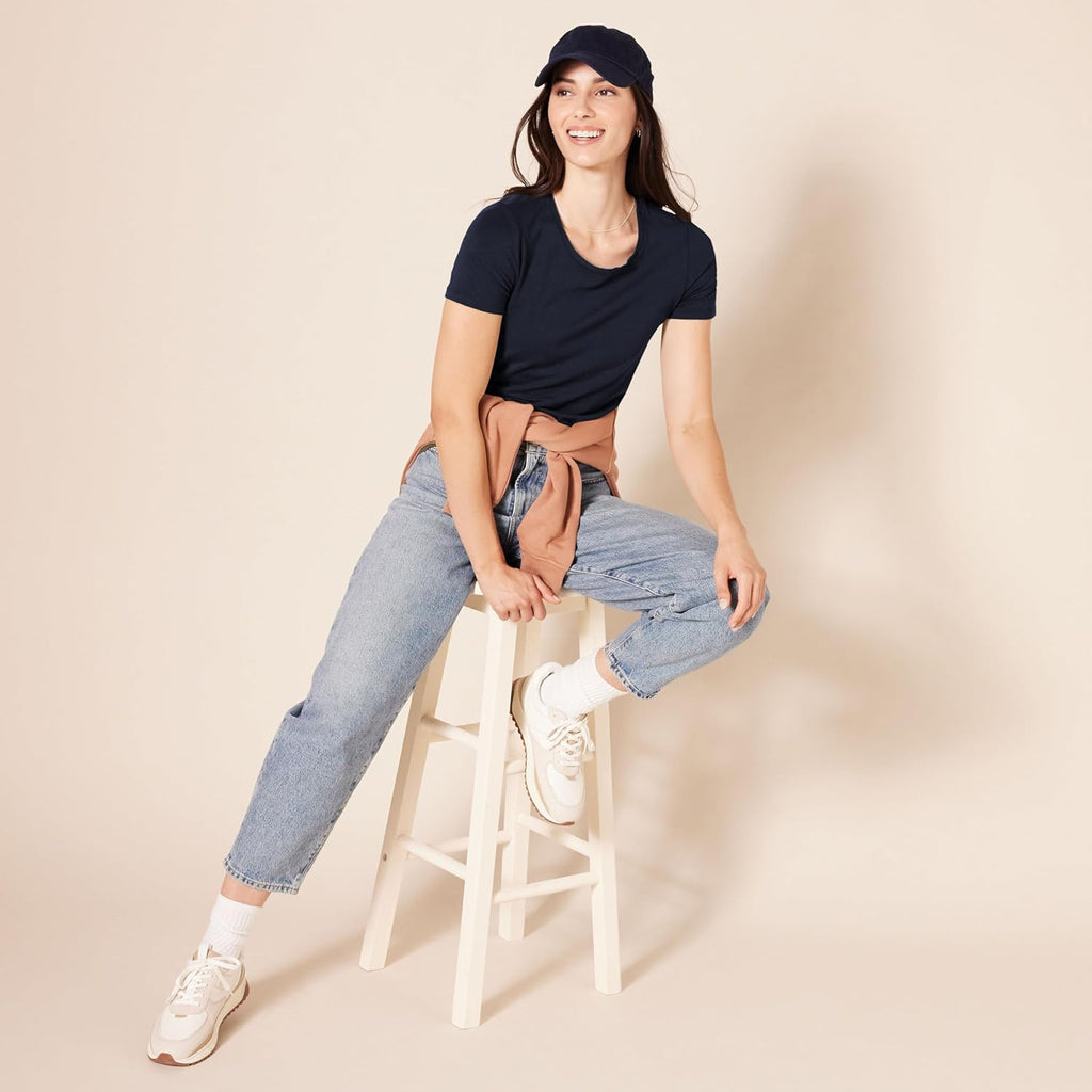 Women's Regular-Fit Short-Sleeve T-Shirt (Crewneck and V-Neck Options), Multipacks