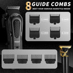 Pebsoa® Professional Men'S Hair Trimmer Set, Cordless Hair Clippers For Men, Includes A T-Shaped Trimmer And A Nose Hair Trimmer,Lcd Battery Level Display（Black）
