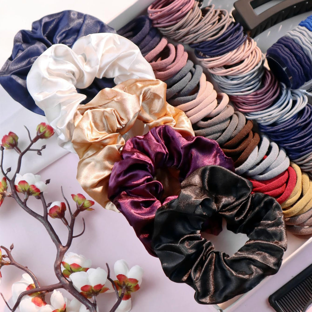 Hair Accessories Set For Women, Ponytail Holders, Hair Scrunchies, Hairbands, Scrunchy Hair Ties, Multicolour Colors And Styles (1149Pcs(Dark Color)