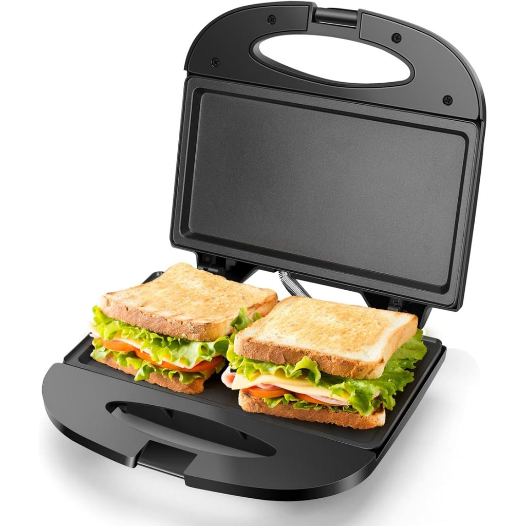 Aigostar Sandwich Maker With Non-Stick Deep Grid Surface For Egg, Ham, Steaks Compact Electric Grill Tostadora De Pan Black, Etl Certificated, Roy