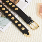VATAN Women Leather Belt for Jeans Dresses Pants Fashion Ladies Casual Waist Belt with Gold Buckle