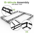 7 Inch Box Spring For Queen Bed, Quick Assembly Queen Size Metal Mattress Foundation With Fabric Cover, Strong Steel Frame, Heavy Duty, Low Profile Bed Frame Base Cama, Queen Upgraded Version