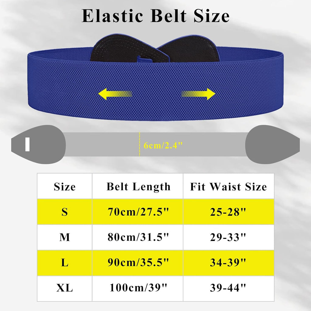 WHIPPY Women Wide Elastic Belt Ladies Stretch Dress Belt Fashion Waistband with 8-shaped Interlock Leather Buckle