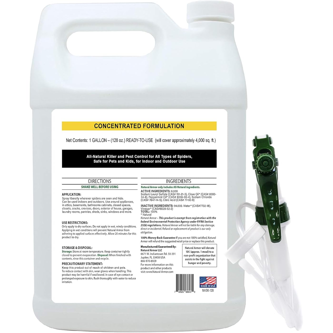 Spider Killer & Repellent Spray - Powerful Peppermint Formulation Kills & Repels All Types Of Spiders And Works Better Than Ultrasonic Gimmicks - 128 Fl Oz Gallon Ready To Use