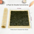 Syn-Zer Bamboo Sushi Mats 2-Pack, 9.5" Rolling Tool For Maki | Diy Sushi Making, Reusable Roller, Kitchen Tool, Hand Rolls, Maki, Sushi Prep