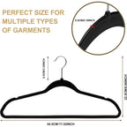 Quality Hangers 50 Pack Plastic Hangers For Clothes - Slim Non-Velvet Hangers With 360° Swivel Chrome Hook & Non Slip Notches - Ideal For Dresses Coats Shirts Jackets & More - Black