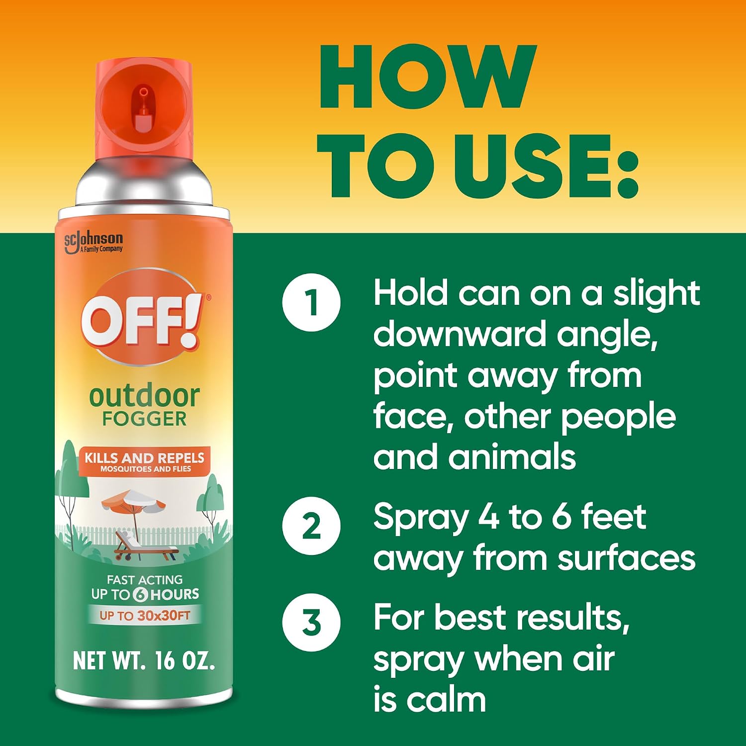 Off! Outdoor Insect & Mosquito Repellent Fogger, Backyard Pretreat, Kills & Repels Insects In An Up To 900 Sq, Ft, Area, 16 Oz (Pack Of 2)