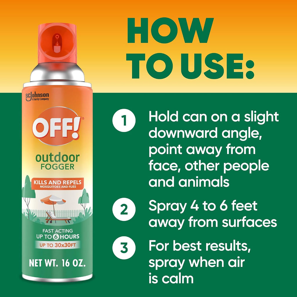 Off! Outdoor Insect & Mosquito Repellent Fogger, Backyard Pretreat, Kills & Repels Insects In An Up To 900 Sq, Ft, Area, 16 Oz (Pack Of 2)