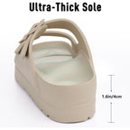 Goosecret Women'S Comfortable Arch Support Walking Platform Sandals | Lightweight Chunky Slip-On Foam Slides With Adjustable Buckle, Sandals For Beach And Daily Wear