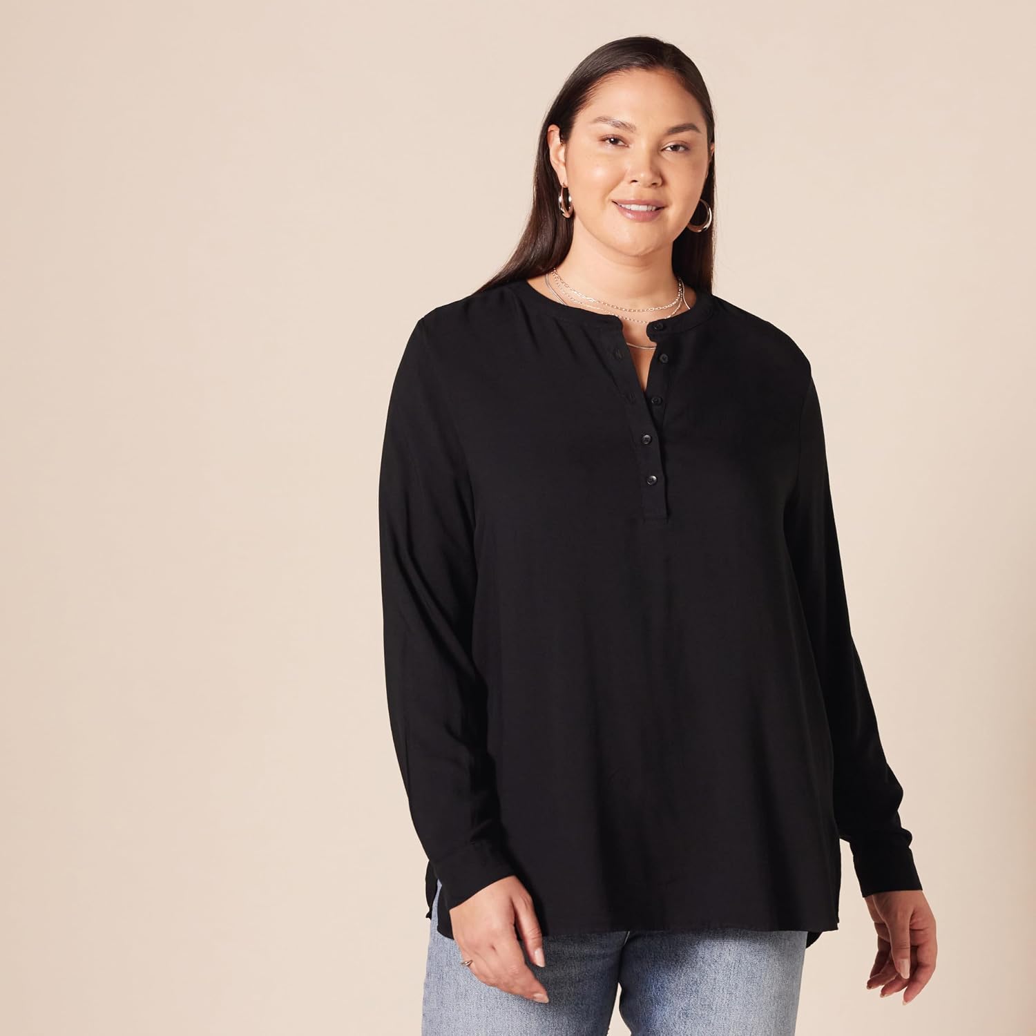 Amazon Essentials Women'S Long-Sleeve Woven Blouse, Office Work Business Casual