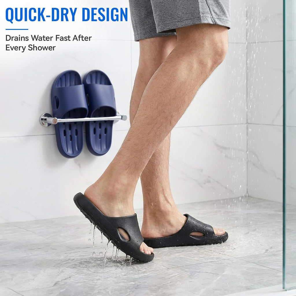 Mens Shower Shoes With Holes Dry Quickly Bath Slippers Womens Non Slip Indoor Home Bedroom Pool Spa Guest College Dorm