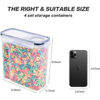 Fooyoo Cereal Containers Storage Set - 4 Piece Airtight Large Food Storage Containers(135.2Oz), Bpa Free Dispenser Plastic Cereal Storage Containers