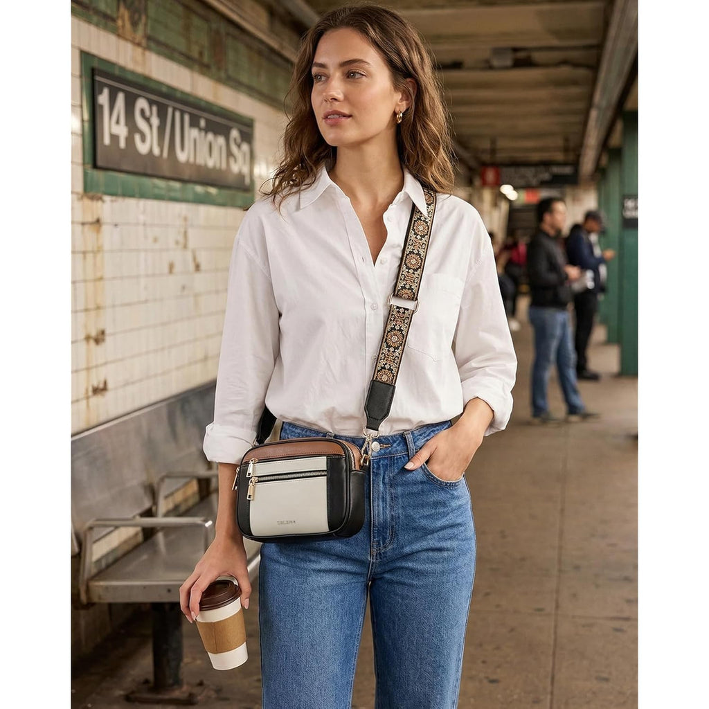 Telena Small Crossbody Bags For Women Vegan Leather Crossbody Purse With Adjustable Wide Strap For Daily Life
