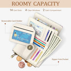 Icycay Black Cat Small Wallet Women RFID Blocking Bifold, Cute Credit Card Holder, Zipper Coin Pocket, PU Leather, Compact, Travel, 4 ID Window, 14 Card Slots, Cash Purse, Ladies Woman Female Girls
