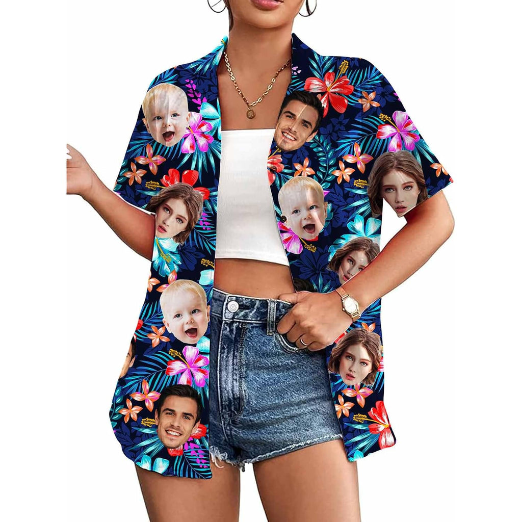 Custom Hawaiian Shirt W/Face For Men Personalized Funny Button Down Hawaiian Shirts W/Photo Tropical Beach Shirts